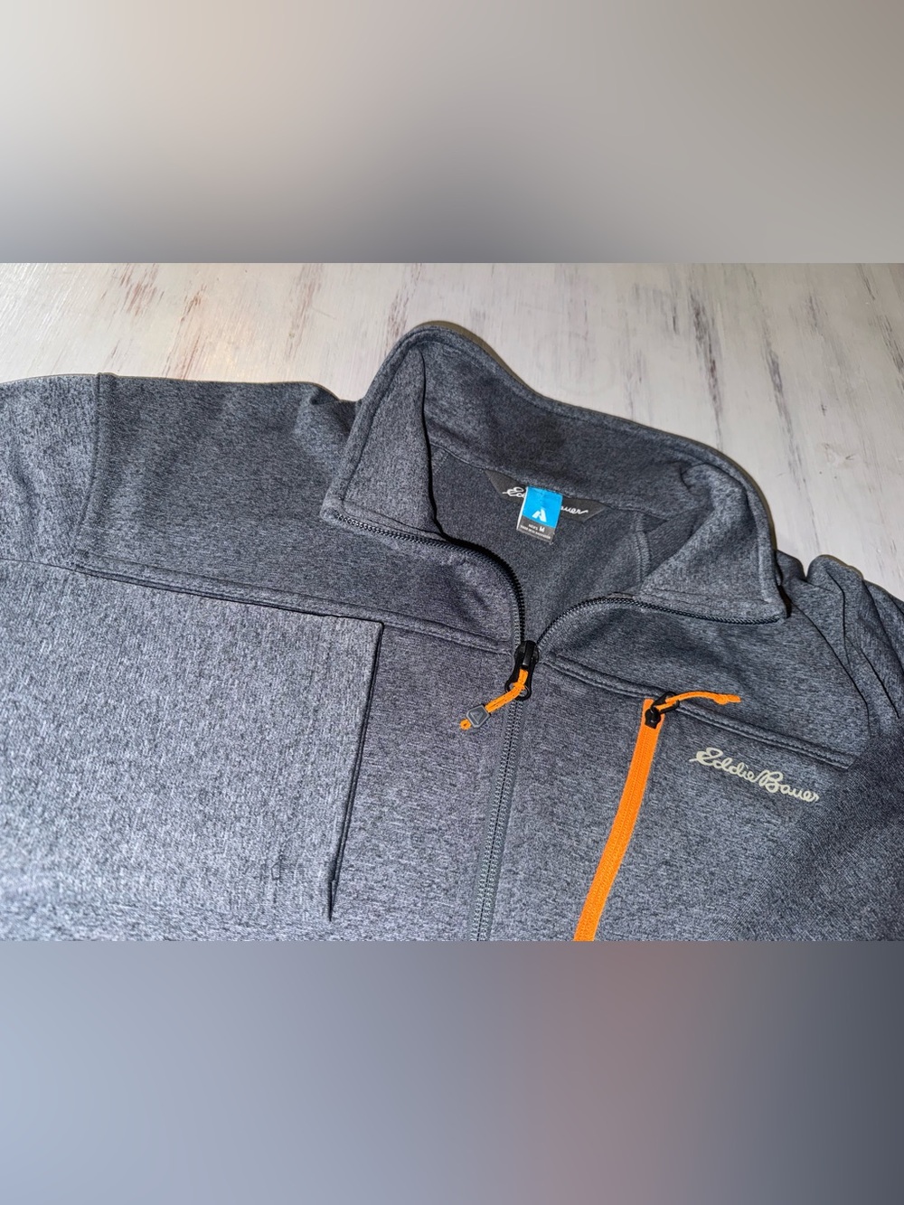 Eddie Bauer First Ascent Fleece Pullover Mens M Gray 1/4 Zip Hiking Outdoor